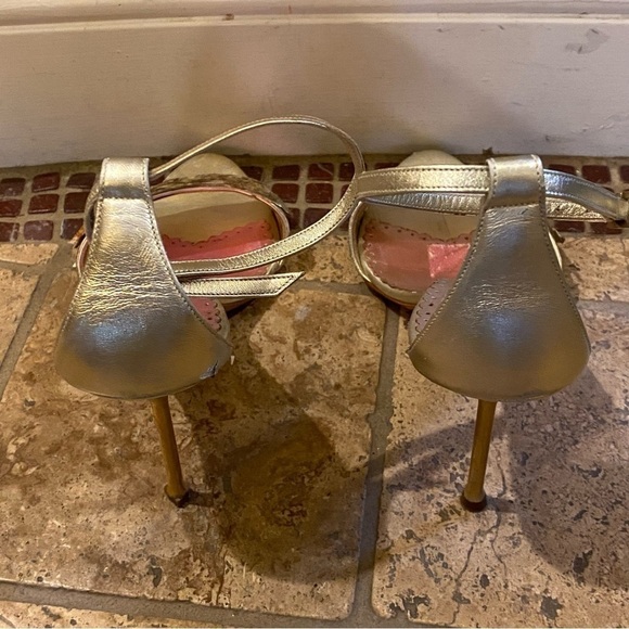 SACCO Women Animal Print Leather Light Gold Ankle Strap Shoes Size 36 - Picture 6 of 14